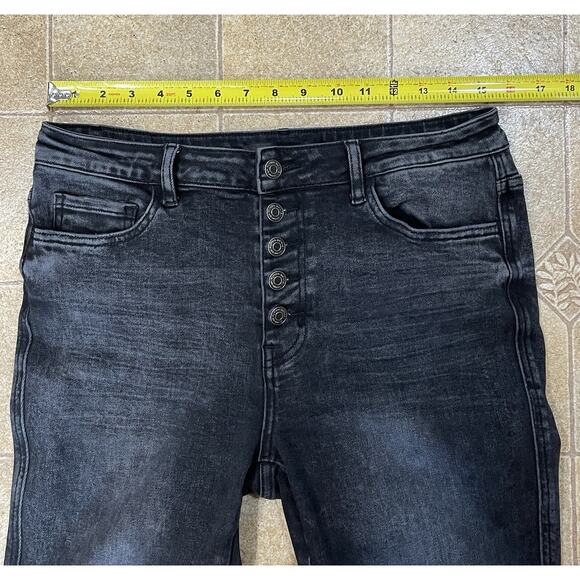 Flying Monkey High Rise Ankle Skinny Black Denim Jeans Button Fly Women’s Sz 30 - Picture 3 of 10